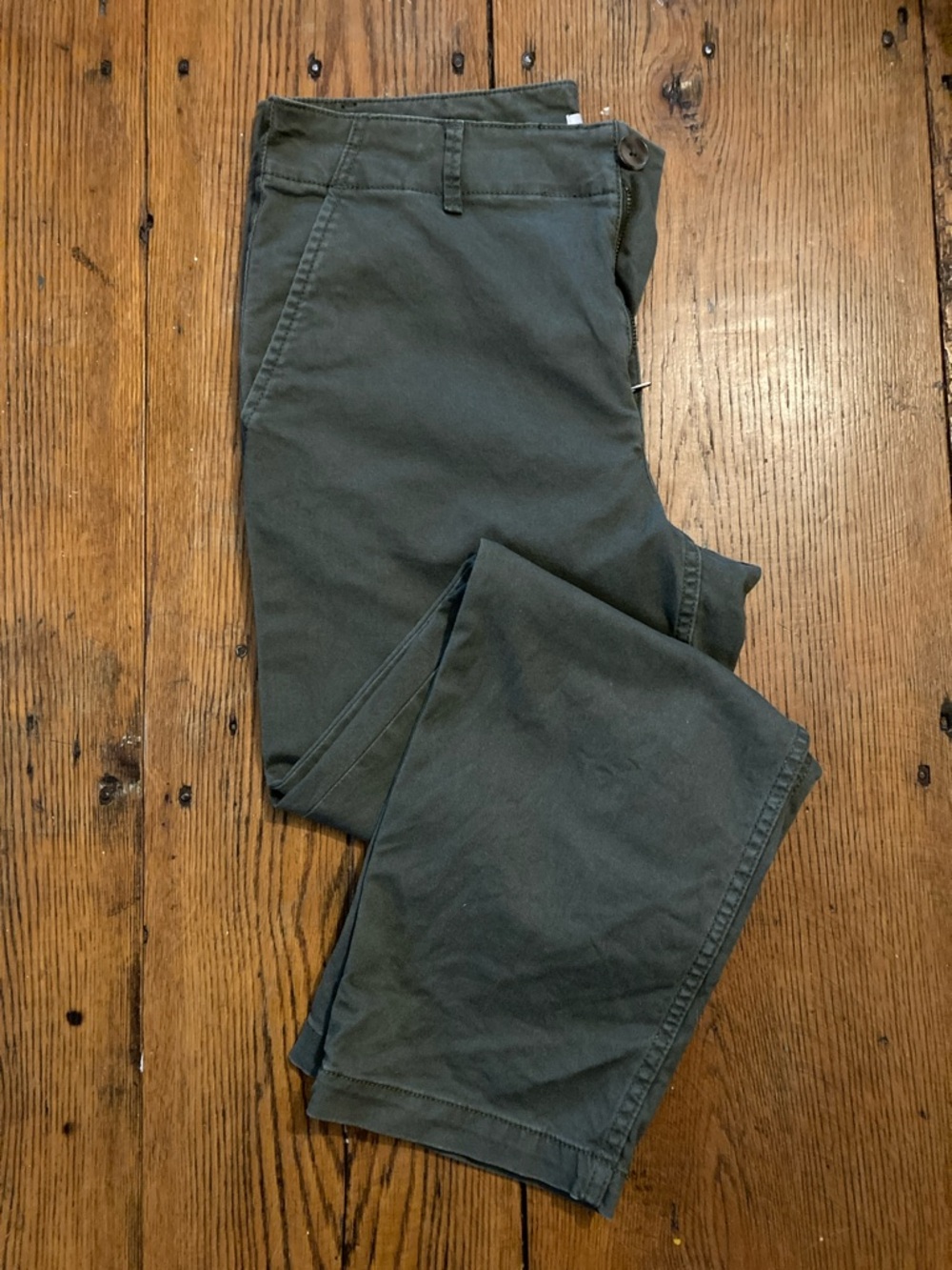 LOFT Olive-Green Ankle Crop Chinos